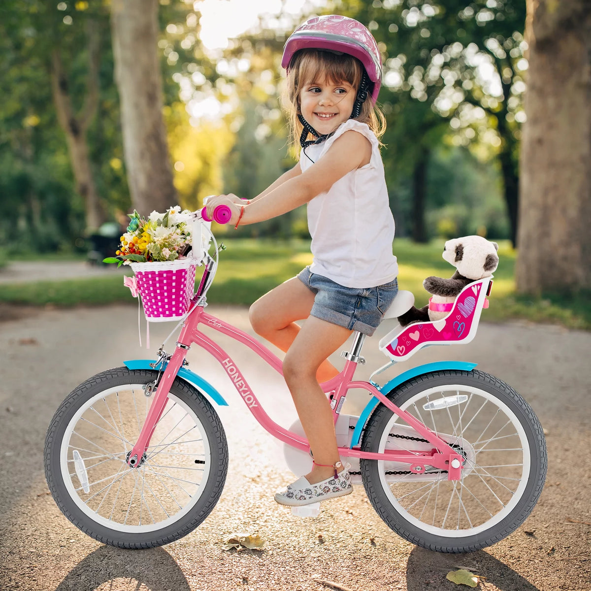 18 Inches Kids Bicycle with Training Wheels and Basket C24776