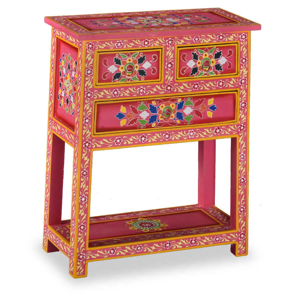 Pink Solid Wood Mango Sideboard with Drawers Z59565