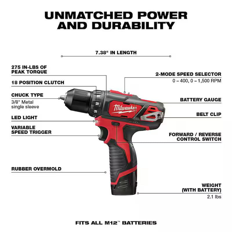 12V Lithium-Ion Cordless Drill Driver/Impact Driver Combo Kit A86175