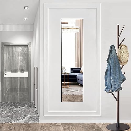 Arched Full Length Mirror with Stand Aluminum Frame Black 59"x16" P75071