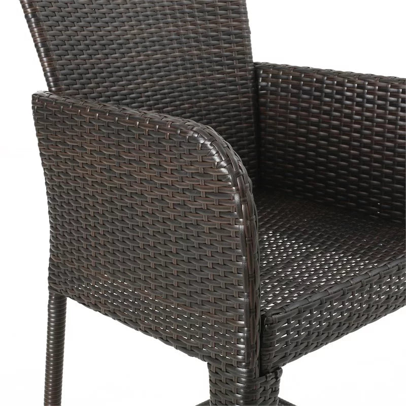 Multi Brown Wicker Barstool Set of 2 S801611
