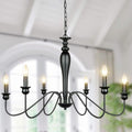 6-Light Black Iron Candle Chandelier E798