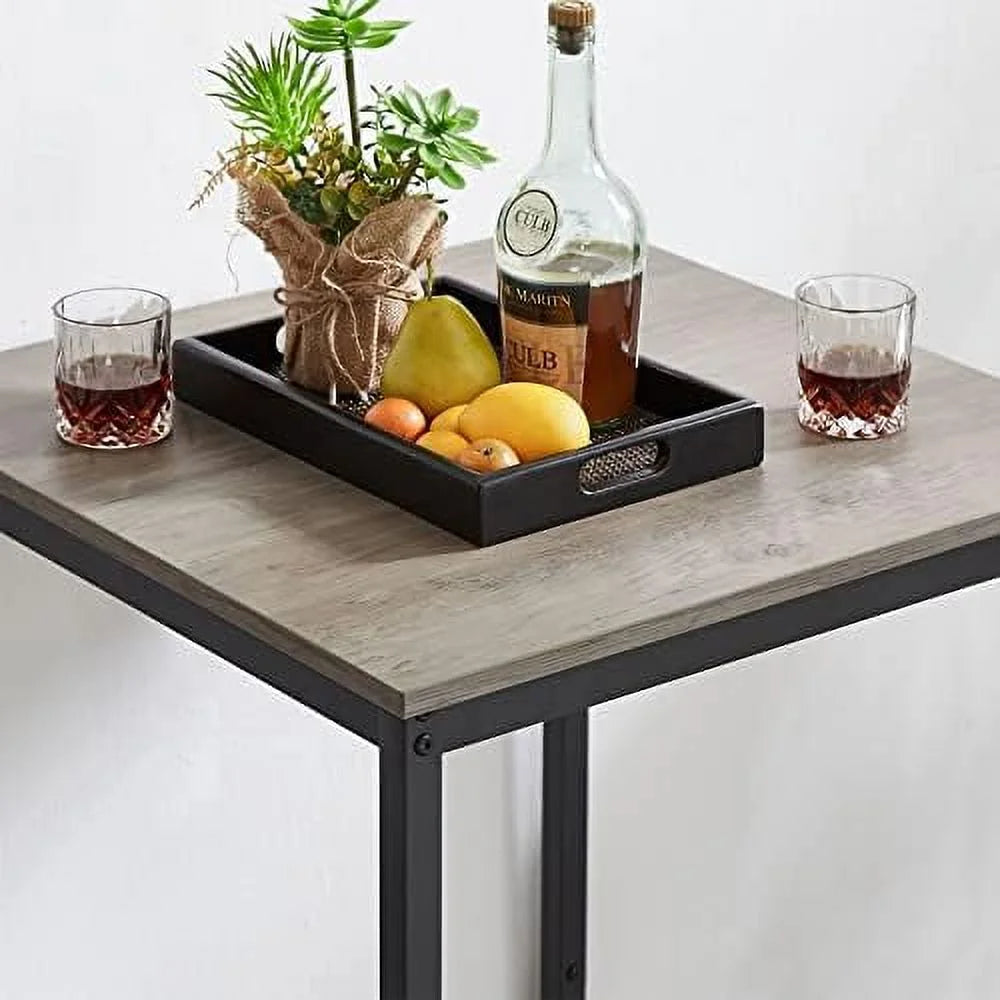 3 Pieces Wooden Pub Bistro Table and Chairs Set K214382