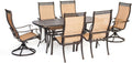 7 Piece Tan Swivel Rocker Dining Set T177940