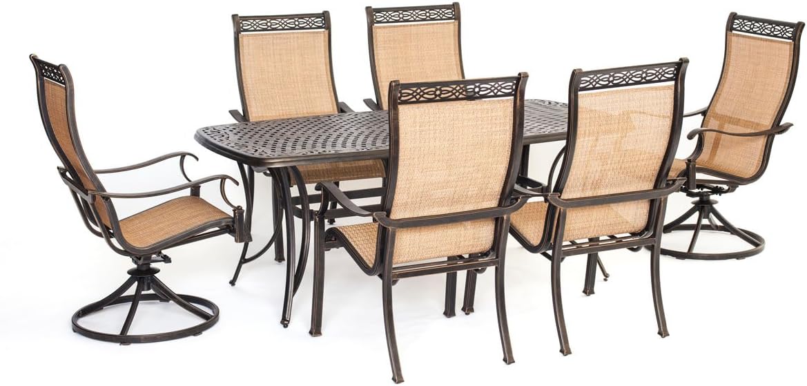 7 Piece Tan Swivel Rocker Dining Set T177940