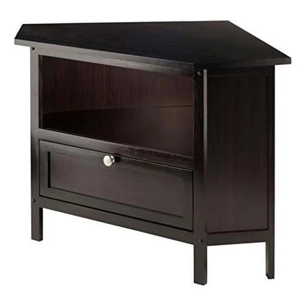 Espresso Corner TV Media Stand with Open Shelf A722