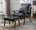 Black Faux Leather Accent Chair and Ottoman Set N71447