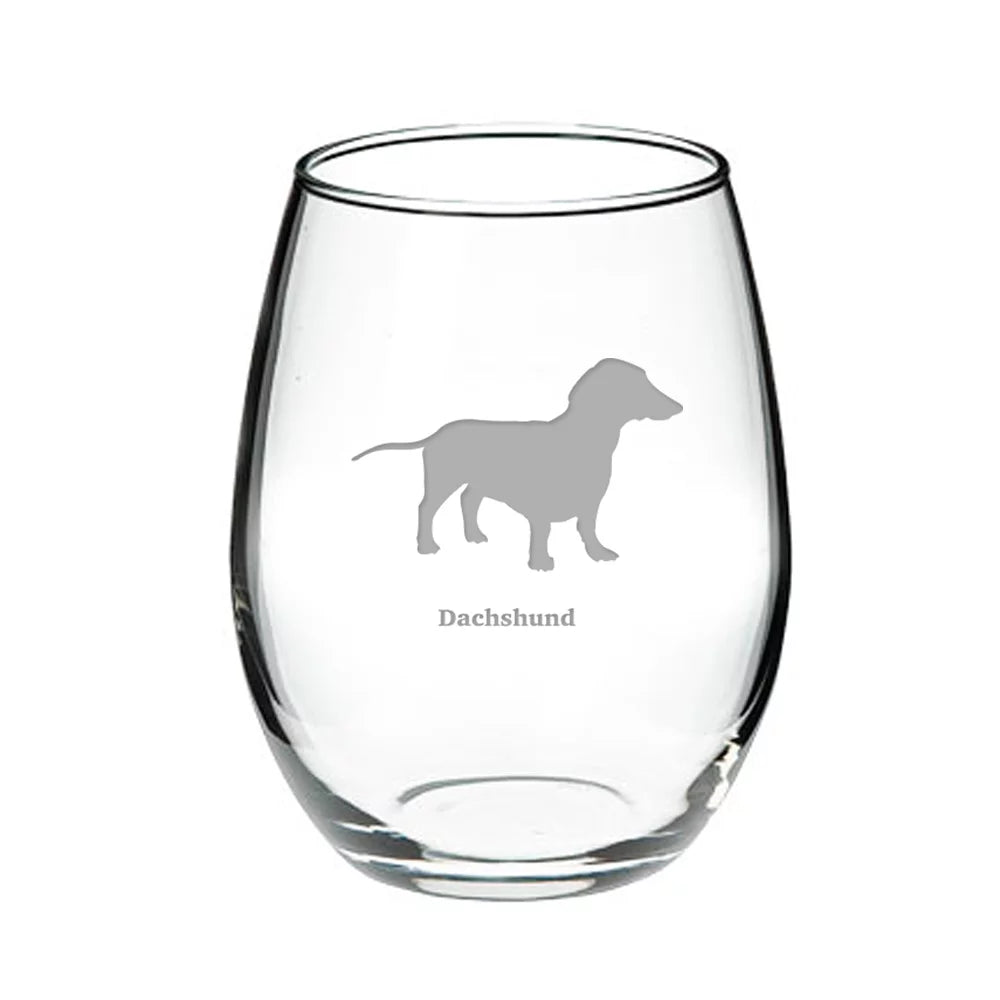 Dachshund Stemless Red Wine Glass A31638