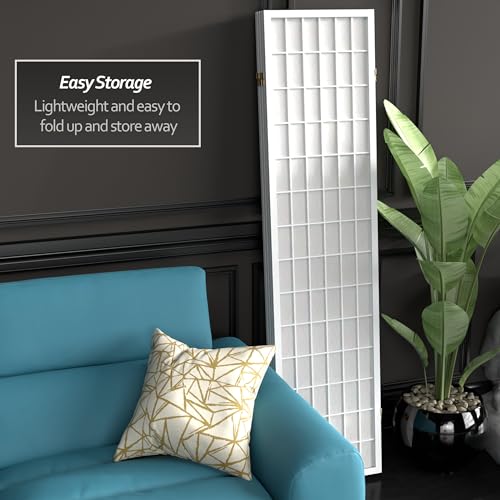 6 ft. Tall 4 Panels Window Pane Shoji Screen Room Divider W715