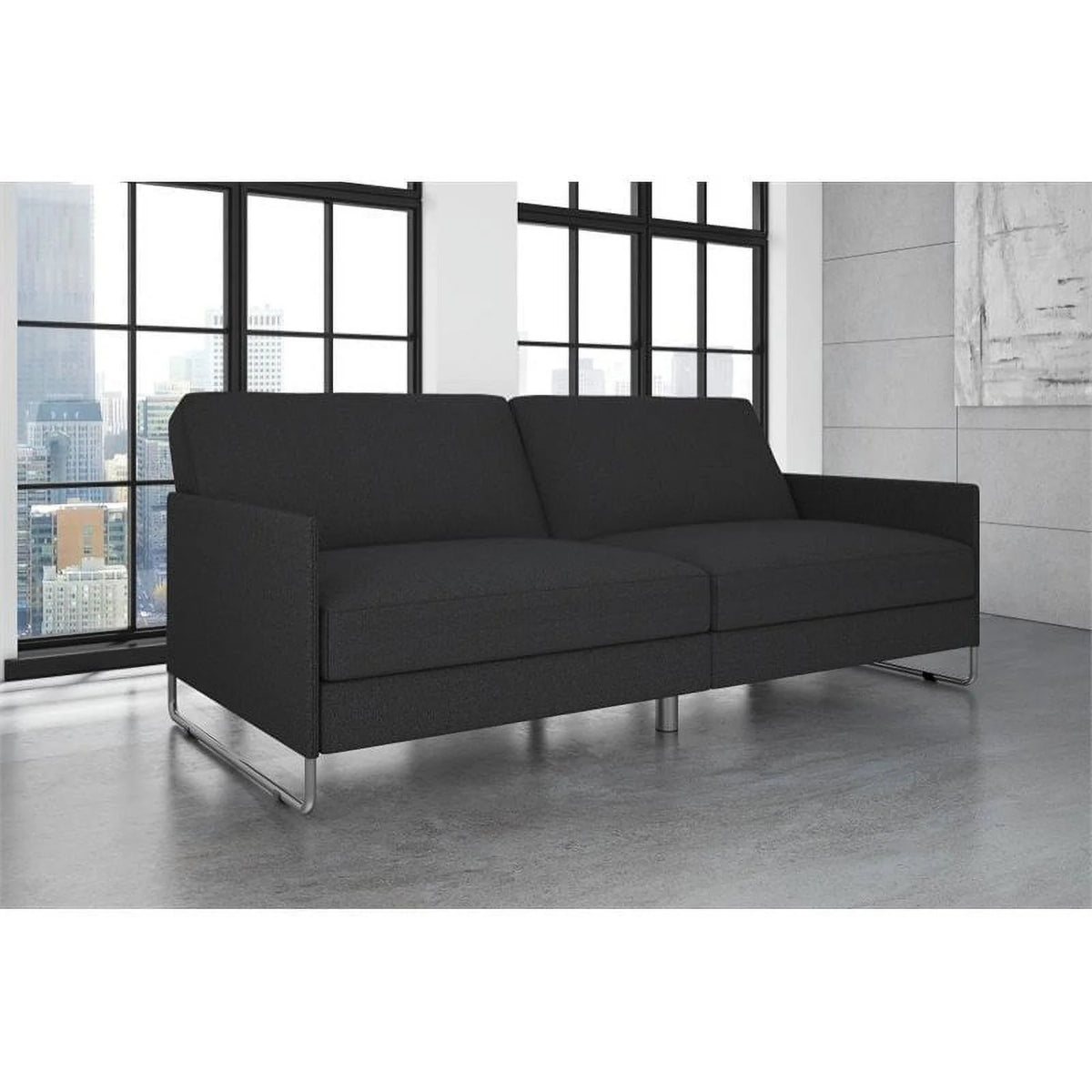 Grey Linen Convertible Futon B714893