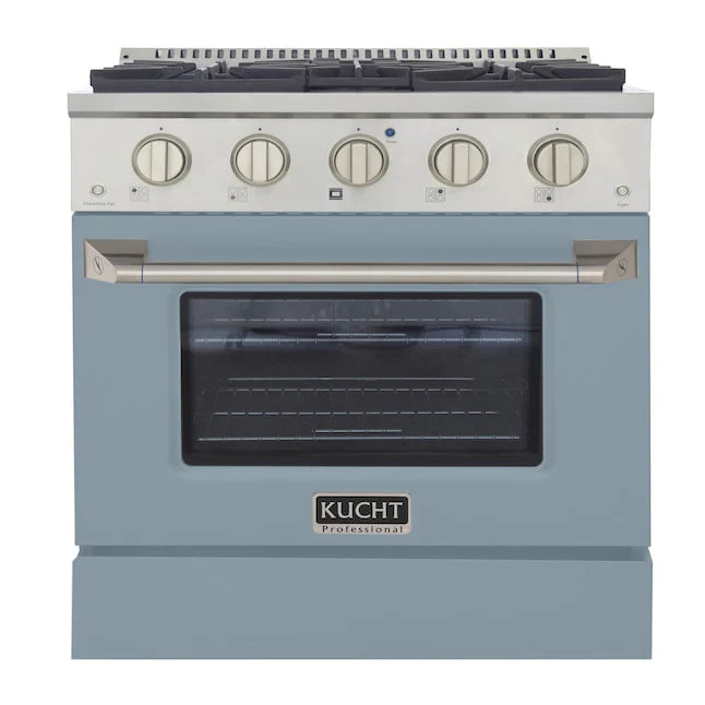 30 Pro-Style Natural Gas Dual Fuel Range with 4 Burners in Light Blue H128