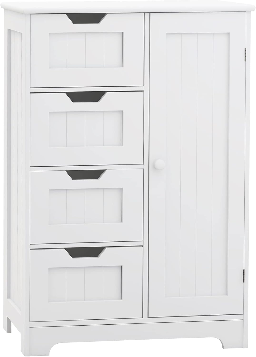White Freestanding Bathroom Storage Cabinet with 4 Drawers and 1 Door K5851