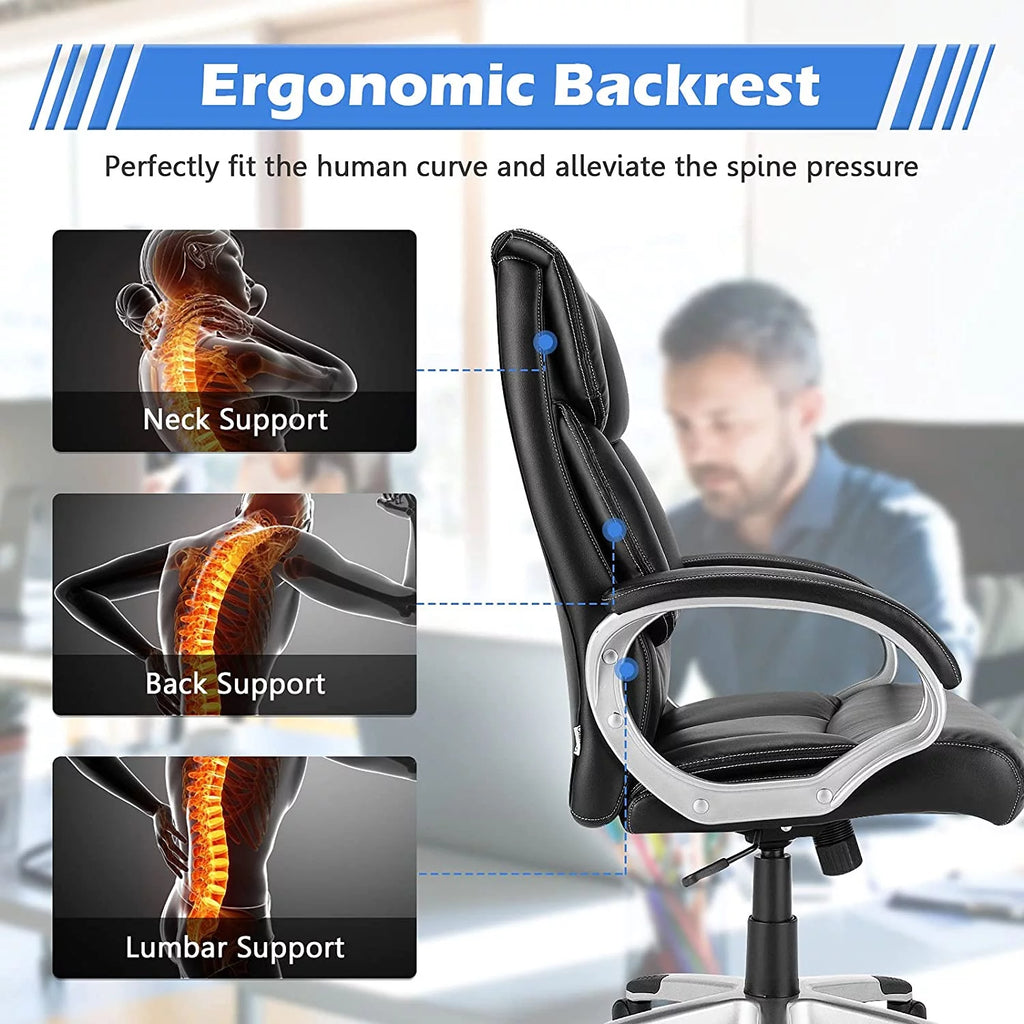 Black Ergonomic High Back Leather Office Chair H3364