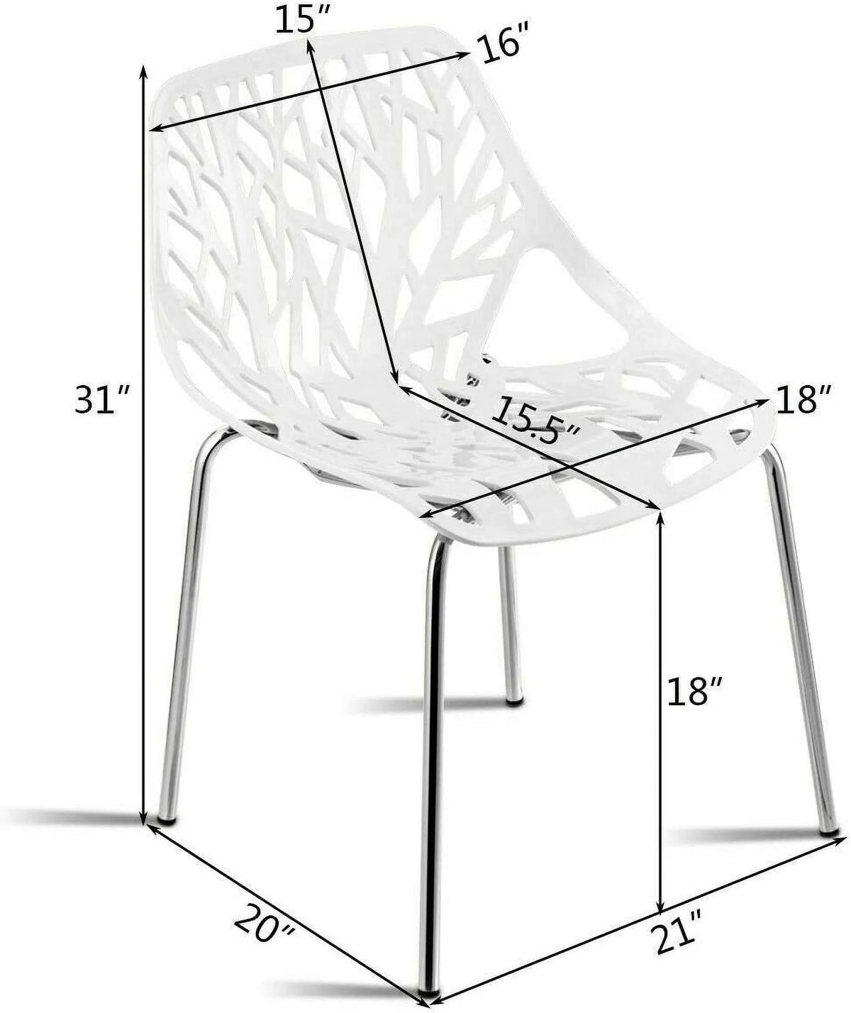 Set of 6 White Stackable Dining Chairs Q4969
