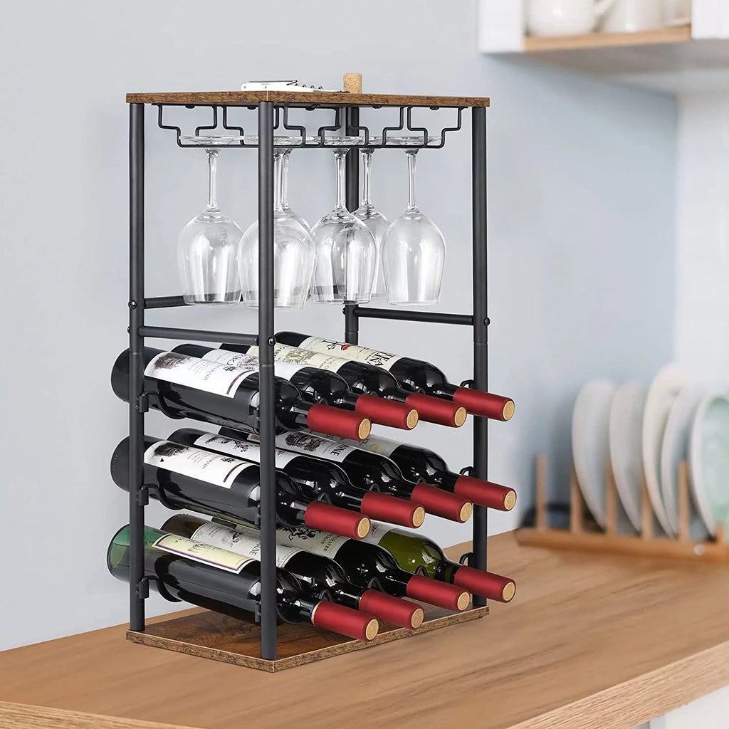 Brown Countertop Wine Bar Rack V287105