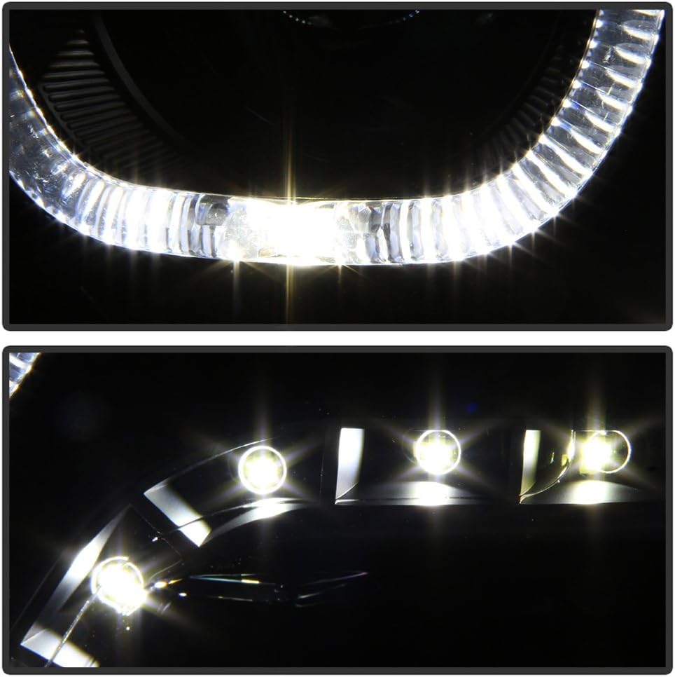 Black LED Projector Halo Headlights Driver + Passenger Side L6413