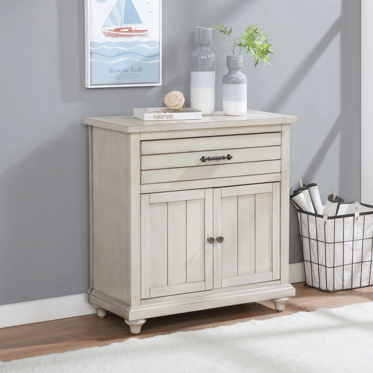 White Storage Hallway Cabinet A8146