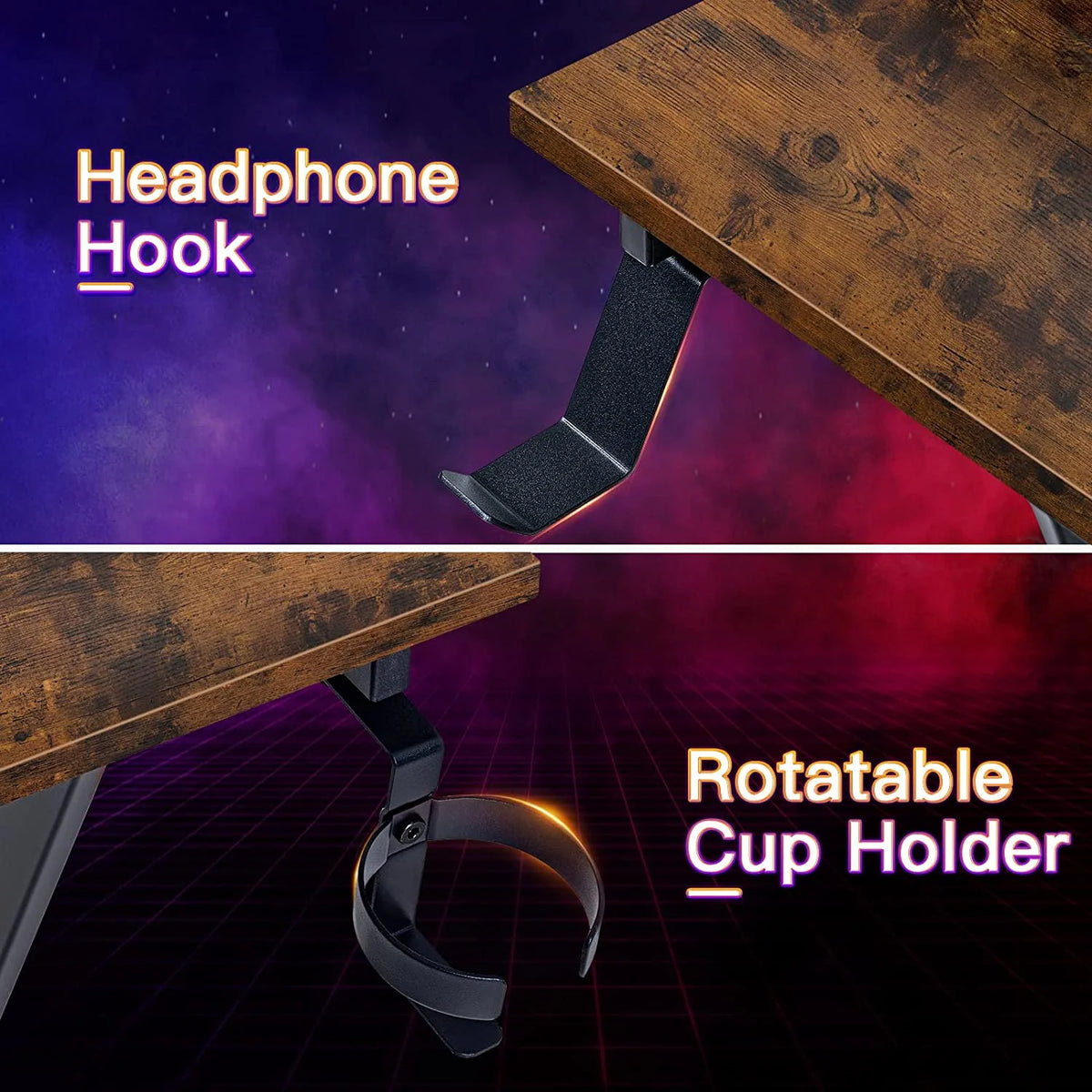 L Shaped Gaming Desk with 2 Monitor Stands A746