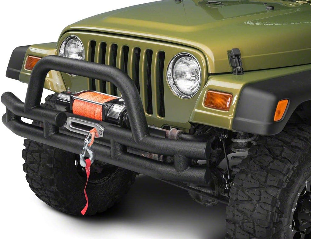 Textured Black Tubular Front Bumper with Winch Cutout U33525