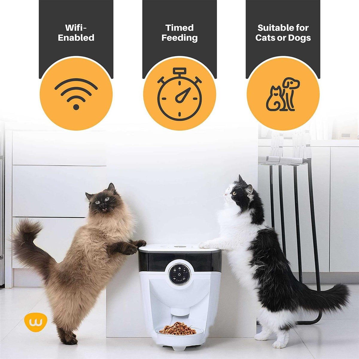 Wi-fi Cat & Dog Auto-Feeder with Hopper & Backup Battery K1345