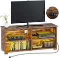Rustic Brown TV Stand with Power Outlet & LED Lights P102