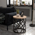 Round Black Wood End Table F58241