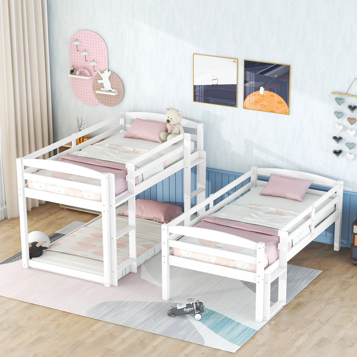 White Triple Bunk Bed A84220