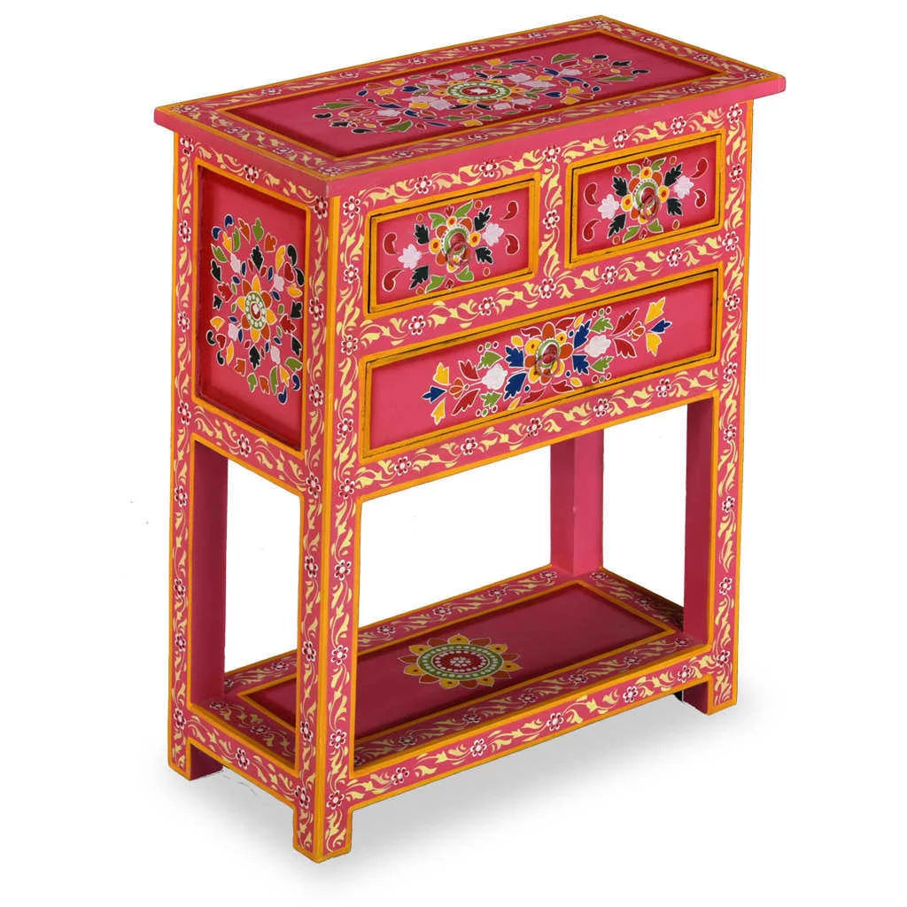 Pink Solid Wood Mango Sideboard with Drawers Z59565
