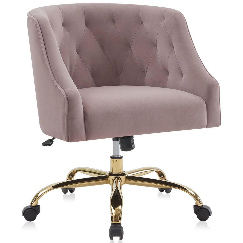 Pink Velvet Upholstered Desk Chair U26318