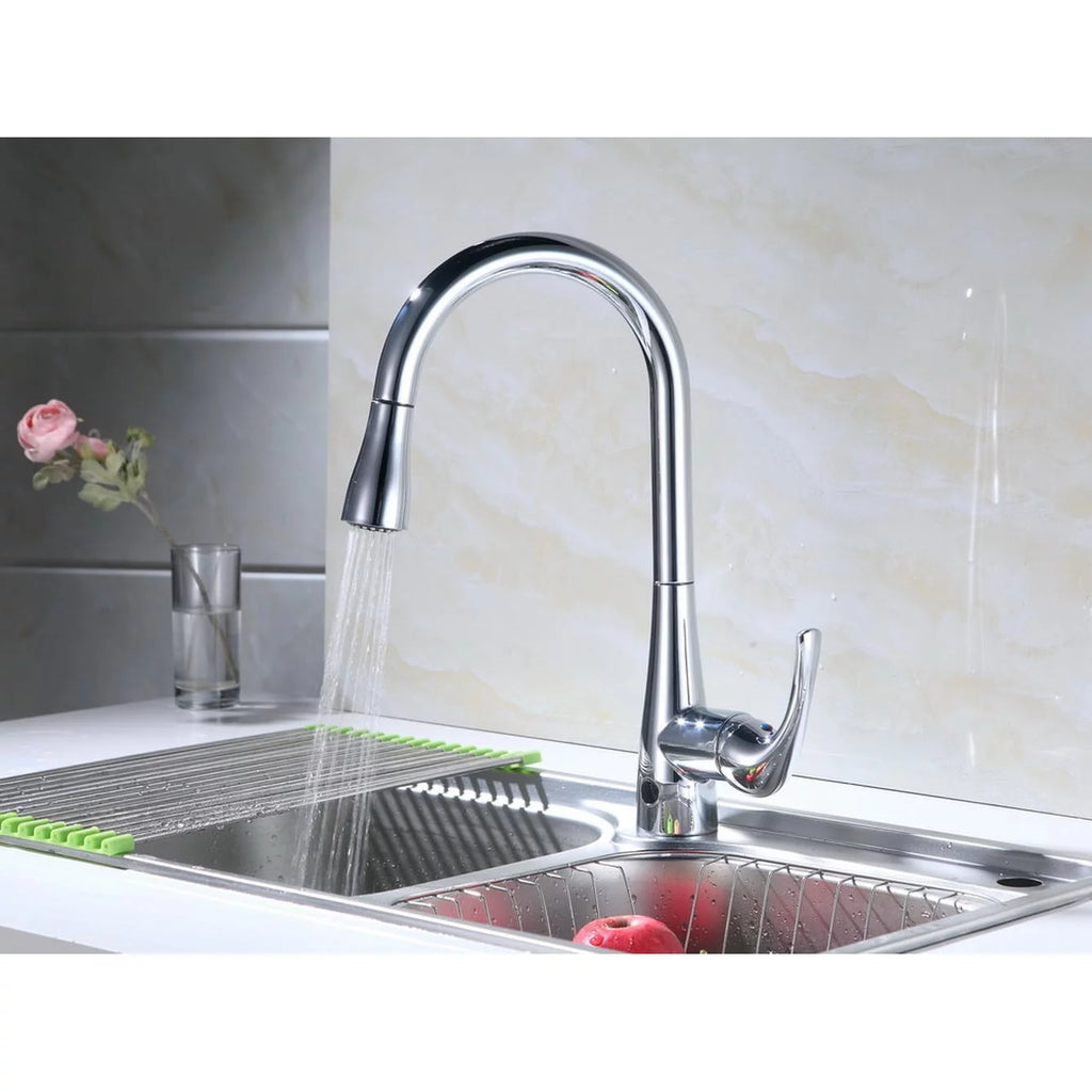 Single-Handle Pull-Down Sprayer Kitchen Faucet Chrome F62449