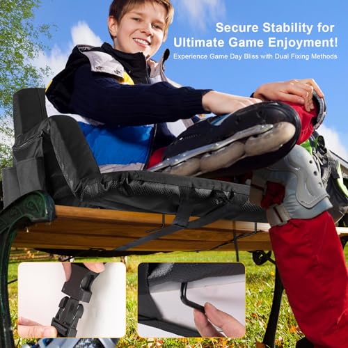 2 Pack Wide Folding Stadium Seats with Back Support and Cushion E875