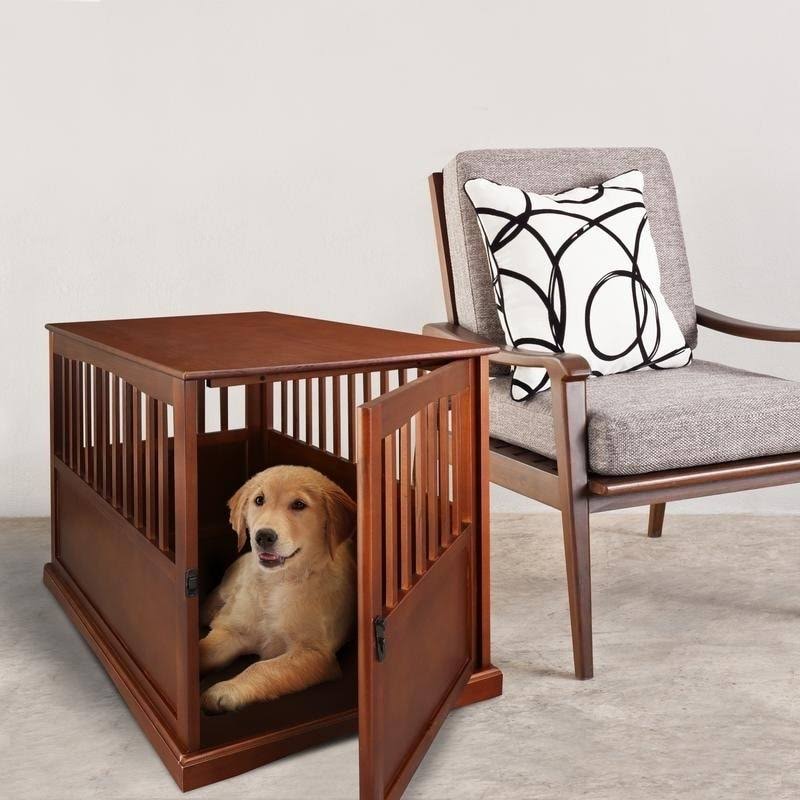 Walnut Pet Crate End Table T570
