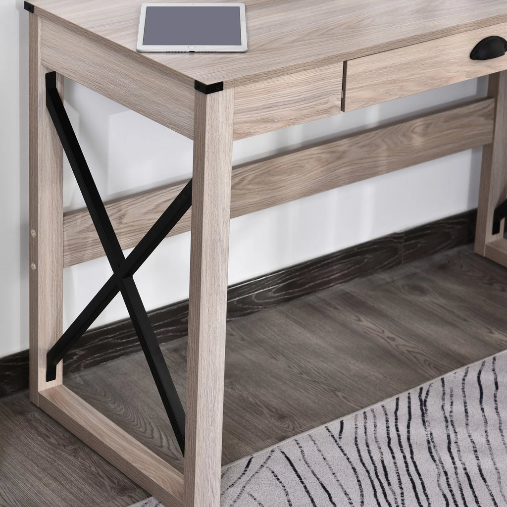 44 inch Rustic Writing Desk with Storage Drawer Y78613