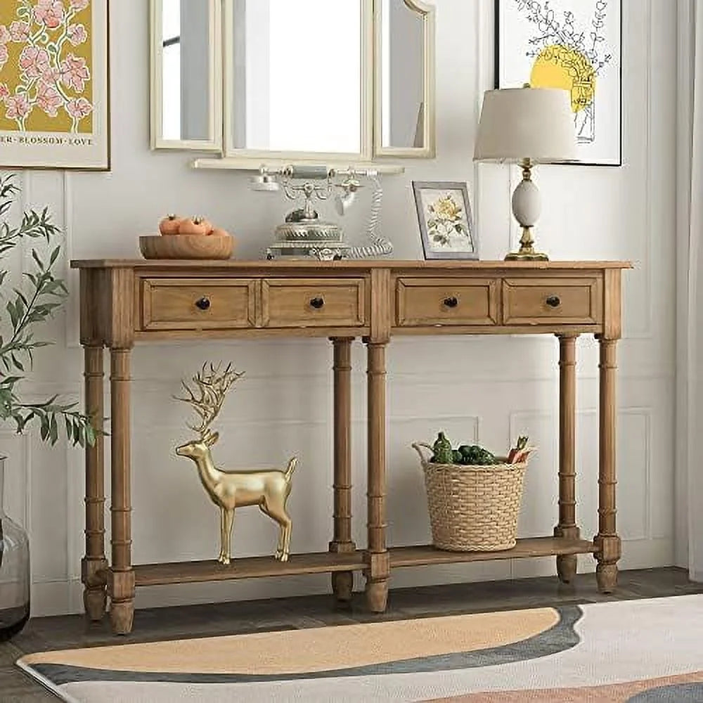 Solid Wood Console Table with 2 Drawers Y3791