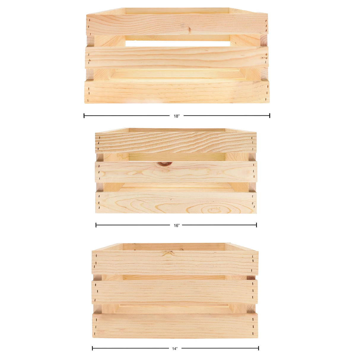Wooden Crate 3 Piece 14" 16" 18" J3127