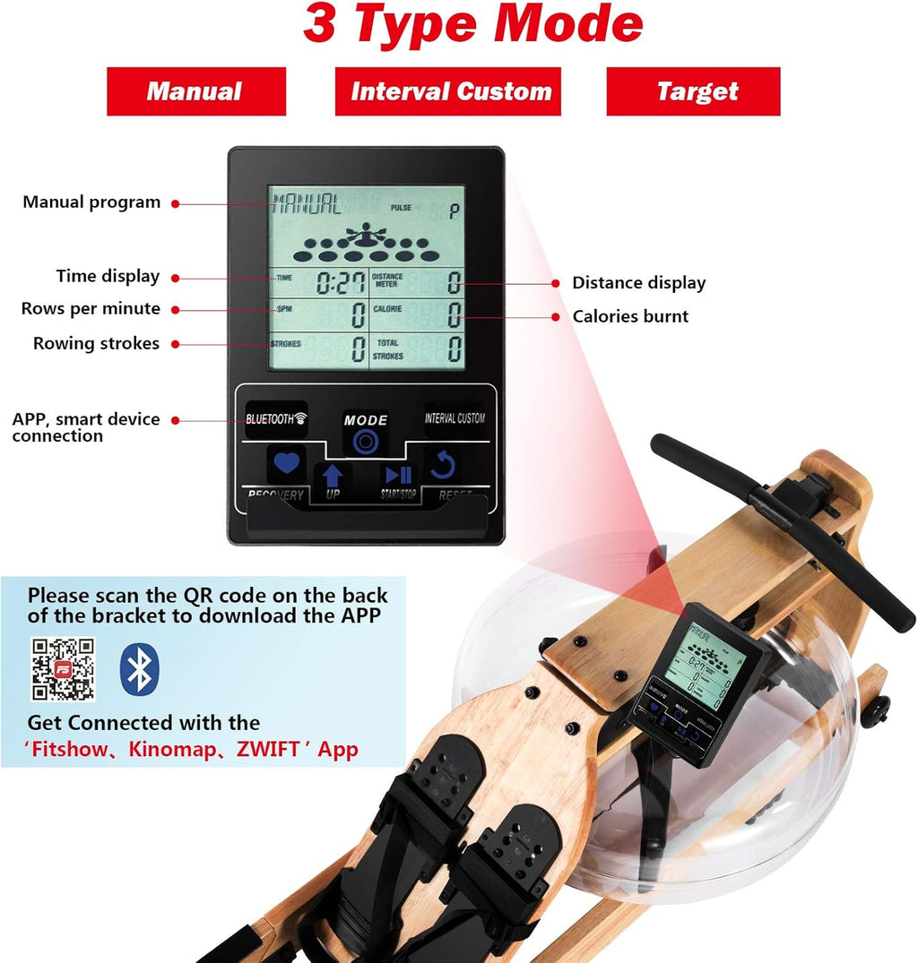 Foldable Water Rowing Machine with LCD Monitor T850