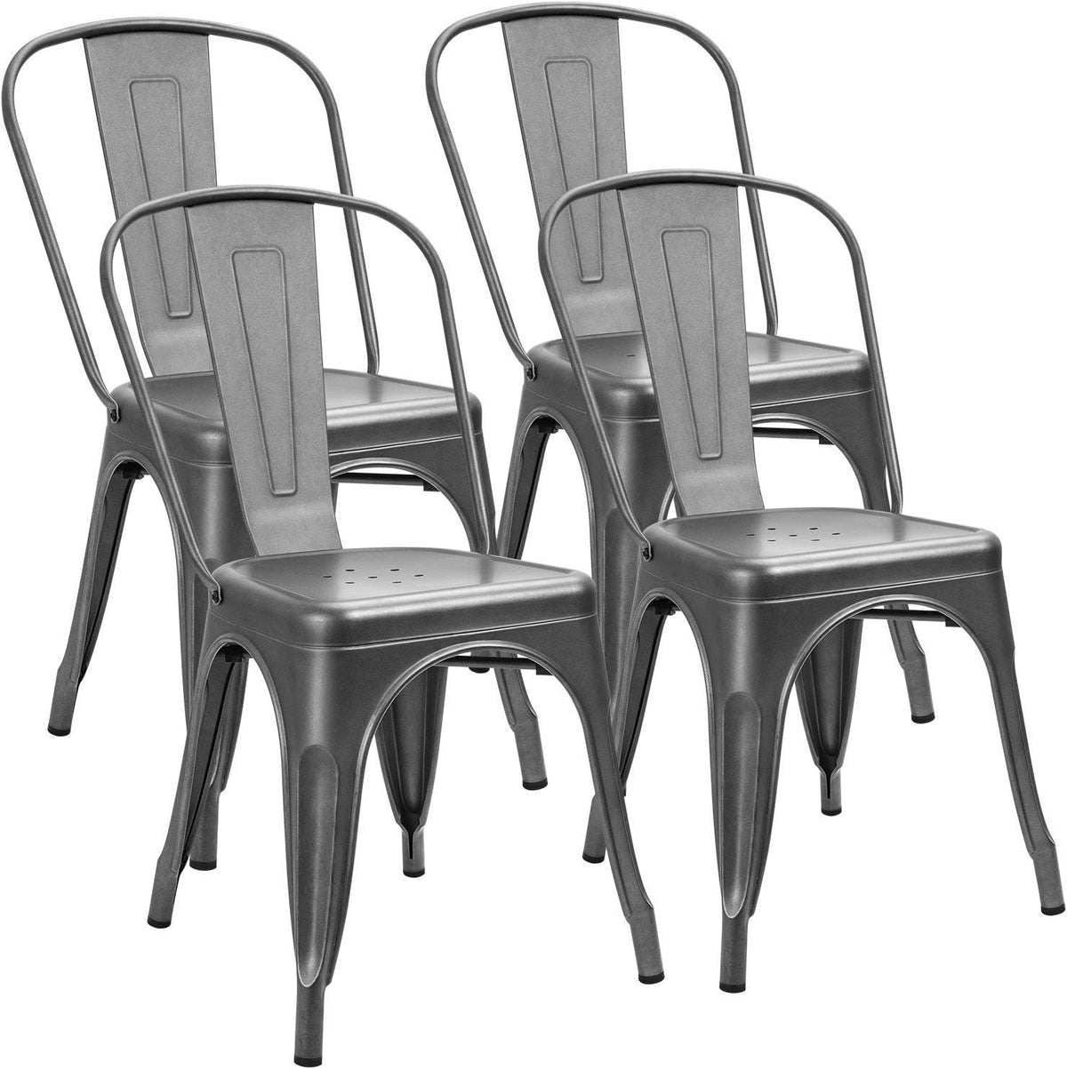 Grey Metal Stackable Dining Chairs Set of 4 T390915