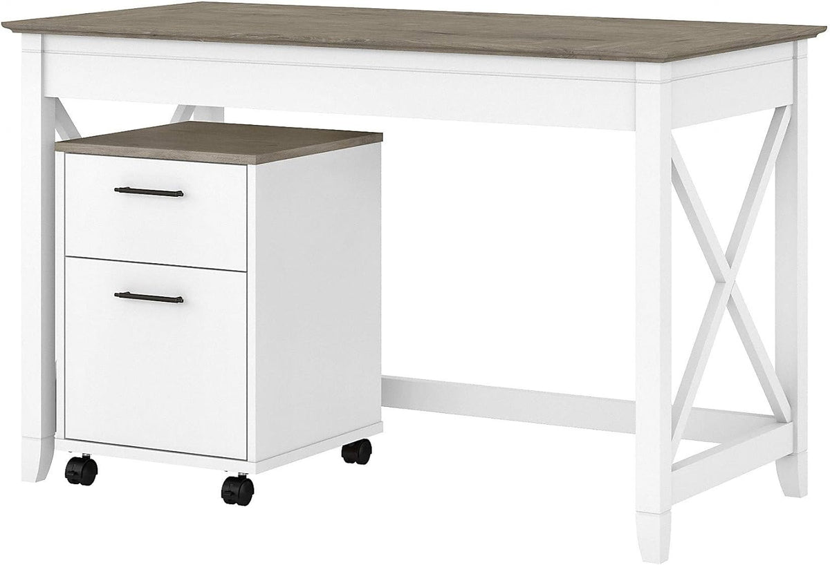 Cape Cod Gray Writing Desk with 2 Drawer Mobile File Cabinet F421