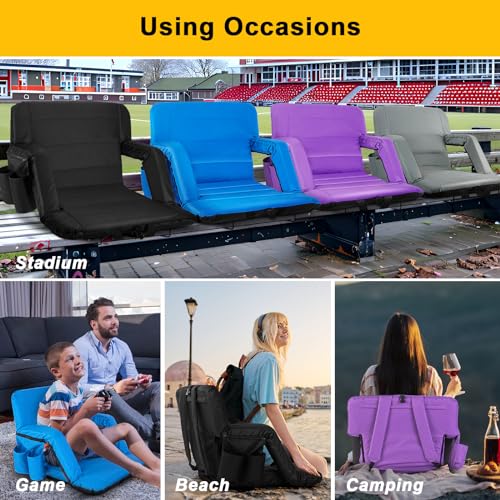 2 Pack Wide Folding Stadium Seats with Back Support and Cushion E875