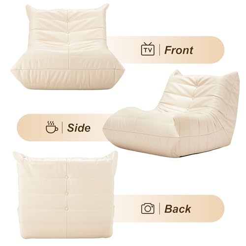 Brown Faux Leather Memory Foam Bean Bag Chair P8179