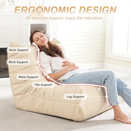 Brown Faux Leather Memory Foam Bean Bag Chair P8179