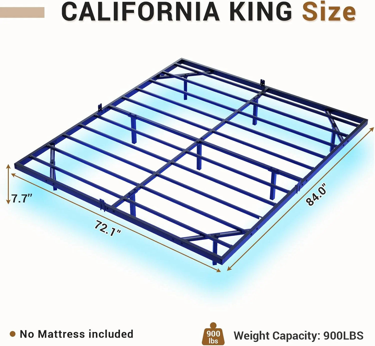 King Size LED Lights Linen Fabric Platform Bed V303