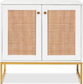 White 2-Door Rattan Storage Cabinet V8924