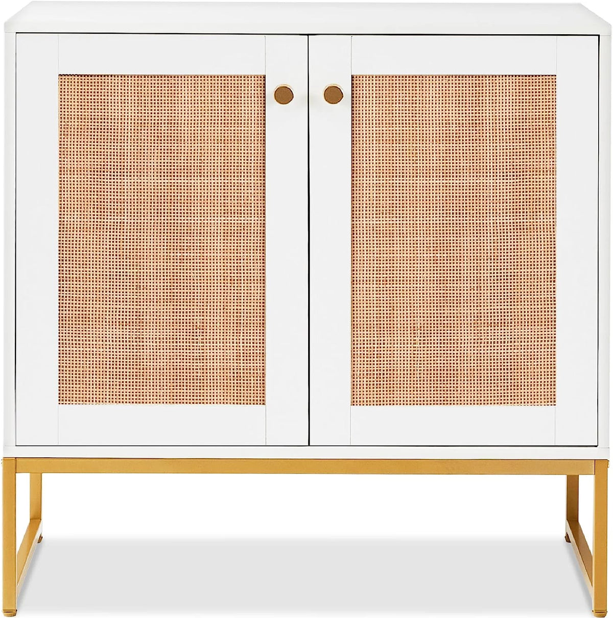 White 2-Door Rattan Storage Cabinet V8924