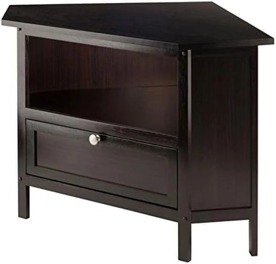 Espresso Corner TV Media Stand with Open Shelf A722