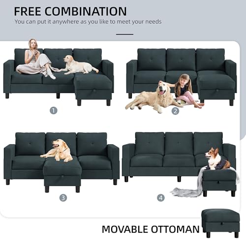Convertible Sectional Sofa with Storage Ottoman L41515