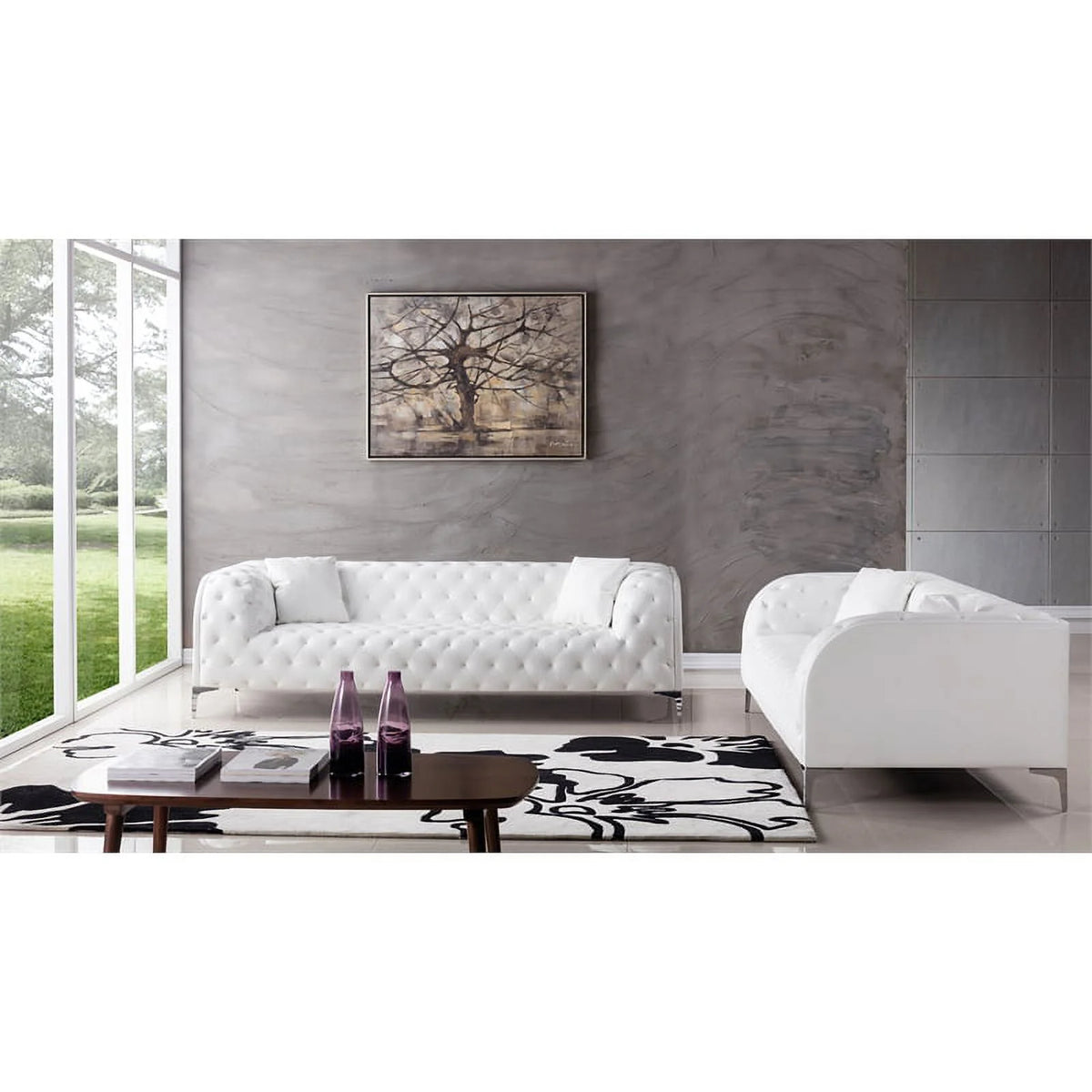White Faux Leather Sofa J207