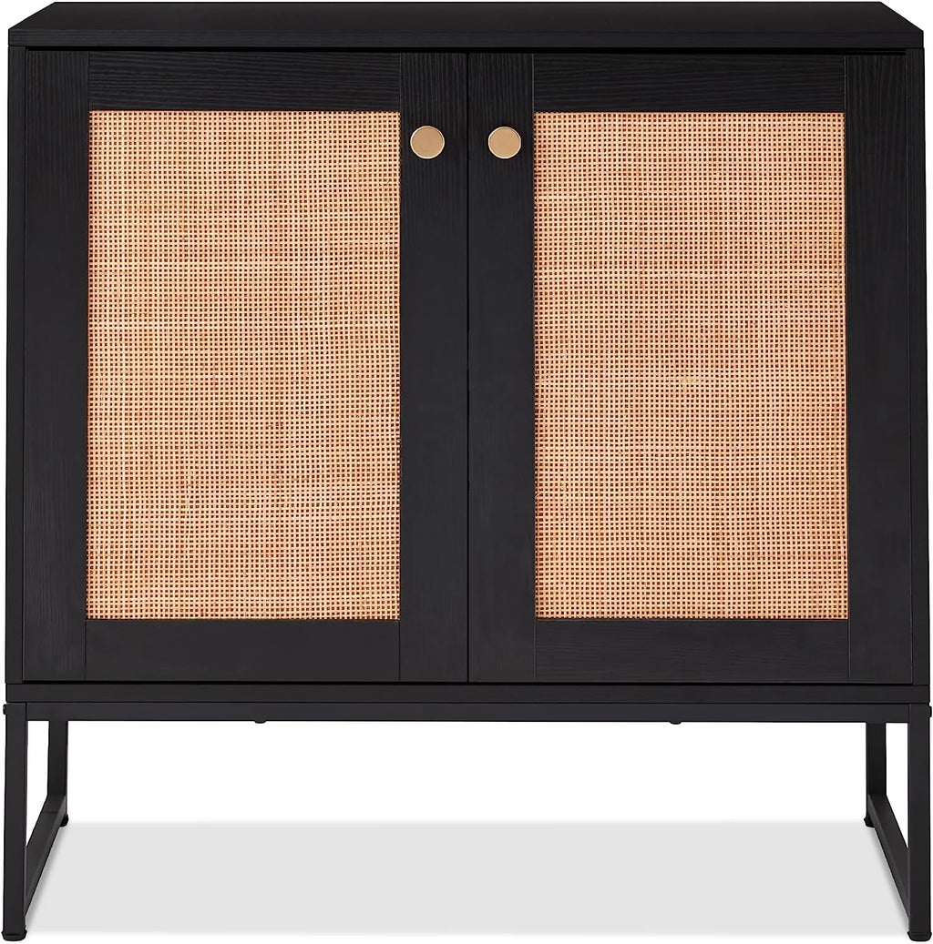 White 2-Door Rattan Storage Cabinet V8924