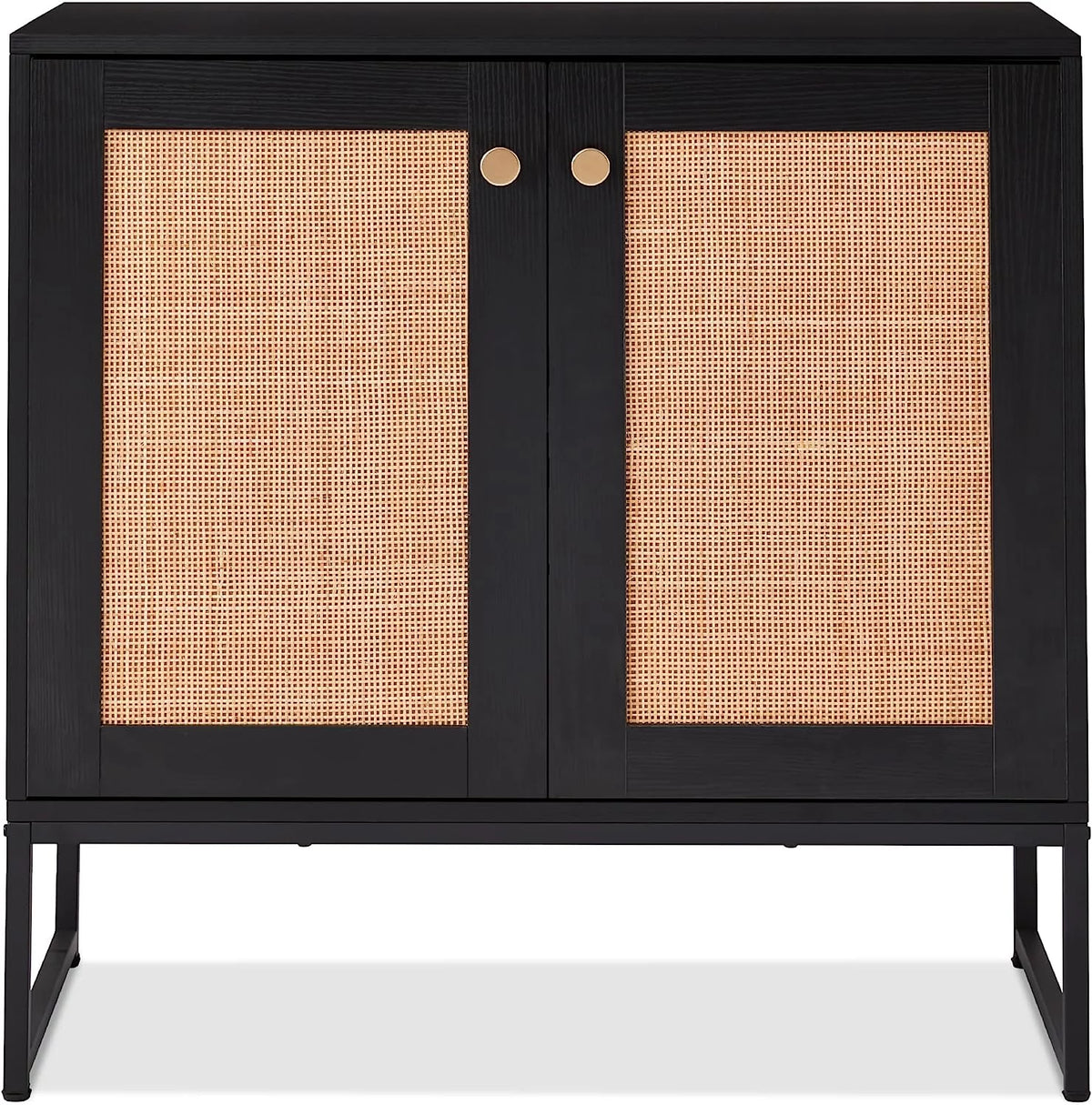 White 2-Door Rattan Storage Cabinet V8924