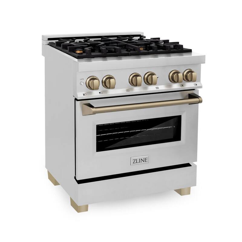 30 in. 4 Burner Dual Fuel Range Stainless Steel Champagne Bronze K2733
